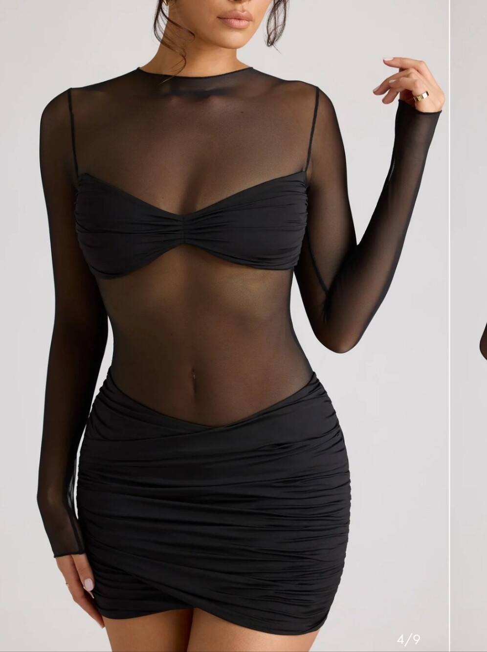 superdown sexy Black Mesh panel Mini Dress with long sleeve size M new with tags